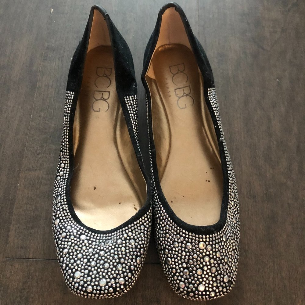 BCBG Subtle Sparkle and Black Flats